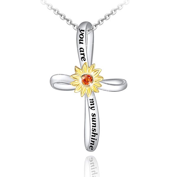 Sunflower Necklace for Women Sterling Silver Cross Necklace Jewelry Gifts