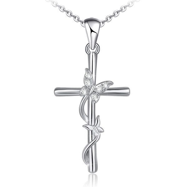Cross Necklace for Women Sterling Silver Jewelry Pendant Necklace