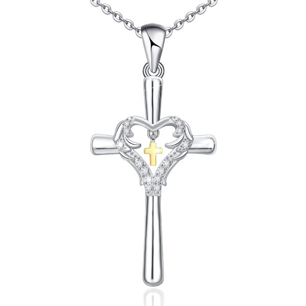 Cross Necklace for Women Sterling Silver Jewelry Pendant Necklace