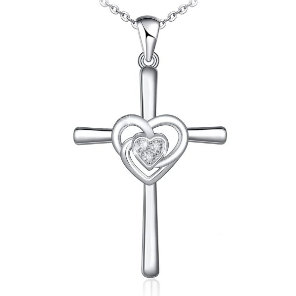 Cross Necklace for Women Sterling Silver Jewelry Pendant Necklace