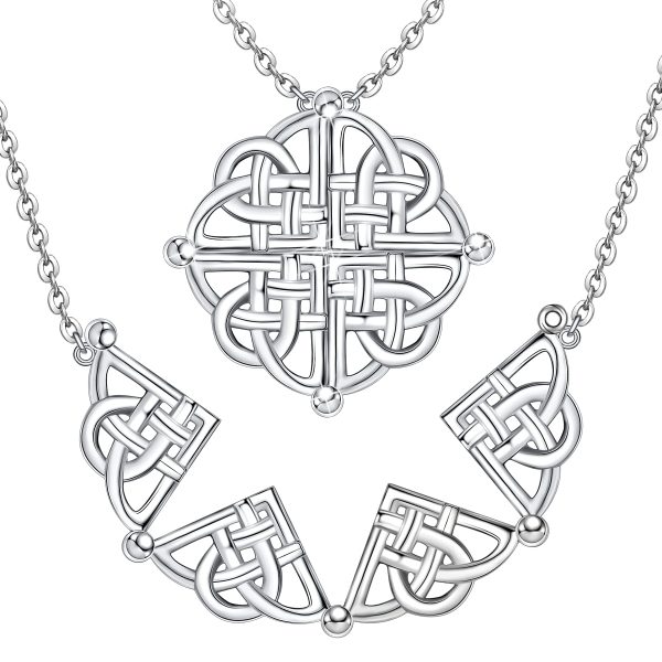 Celtic Necklace Sterling Silver Celtic Knot Necklace for Irish Viking Heart/Cross/Rose/Infinity/Trinity/Dara Knot Celtic Jewelry Memorial Gift