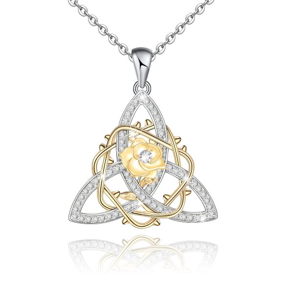 Celtic Necklace Sterling Silver Celtic Knot Necklace for Irish Viking Heart/Cross/Rose/Infinity/Trinity/Dara Knot Celtic Jewelry Memorial Gift