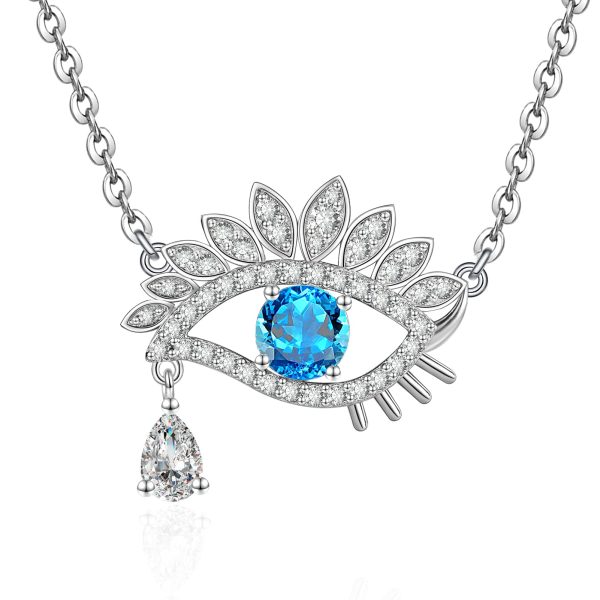 Evil Eye Necklace Sterling Silver Evil Eye Amulet Necklace for Boho Blue Eye Jewelry Christmas Memorial Gift Wife Bride