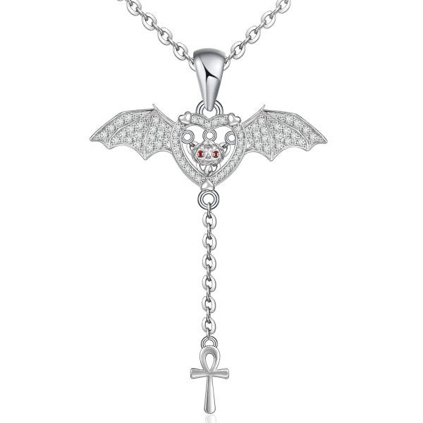 Bat Necklace Sterling Silver Bat Pendant Necklaces Halloween Wings Bat Jewelry Memorial Gift