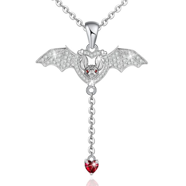 Bat Necklace Sterling Silver Bat Pendant Necklaces Halloween Wings Bat Jewelry Memorial Gift
