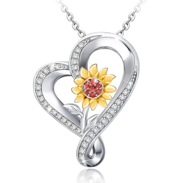 Sunflower Necklace for Women SSterling Silver Heart Necklace,You are My Sunshine Pendant Necklace Jewelry Gifts