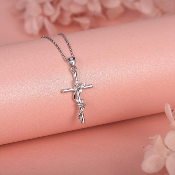 Cross Necklace for Women Sterling Silver Jewelry Pendant Necklace - Image 2