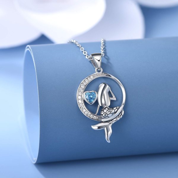 Mermaid Necklace for Teen Girls Classic Sea Mermaid Crescent Moon Necklace Pendant Chritmas Birthday Valentine's Gifts Jewelry - Image 4