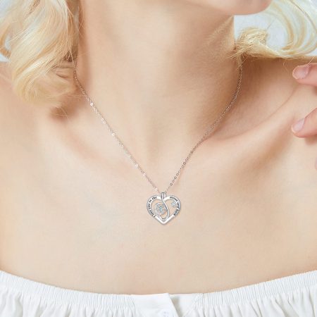 Heart Necklace Sterling Silver 18k Moon Heart Pendant - Image 2