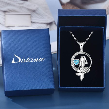 Mermaid Necklace for Teen Girls Classic Sea Mermaid Crescent Moon Necklace Pendant Chritmas Birthday Valentine's Gifts Jewelry - Image 7