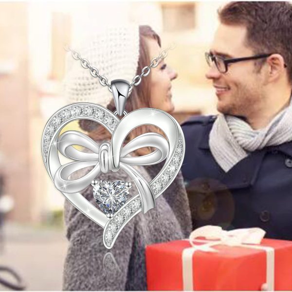 Sterling Silver Love Heart Necklace, I Love You Forever Pendant Necklace - Image 2