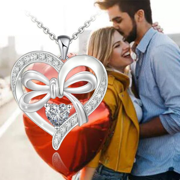 Sterling Silver Love Heart Necklace, I Love You Forever Pendant Necklace - Image 3