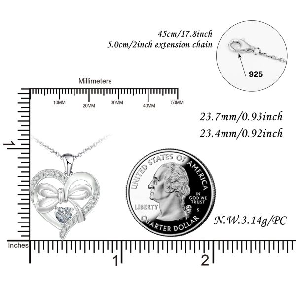 Sterling Silver Love Heart Necklace, I Love You Forever Pendant Necklace - Image 7