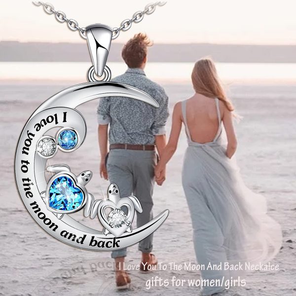 Health and Longevity Mom and Baby Sea Turtle Pendant Necklace for Women Sterling Silver Love Heart Jewelry Gifts - Image 2