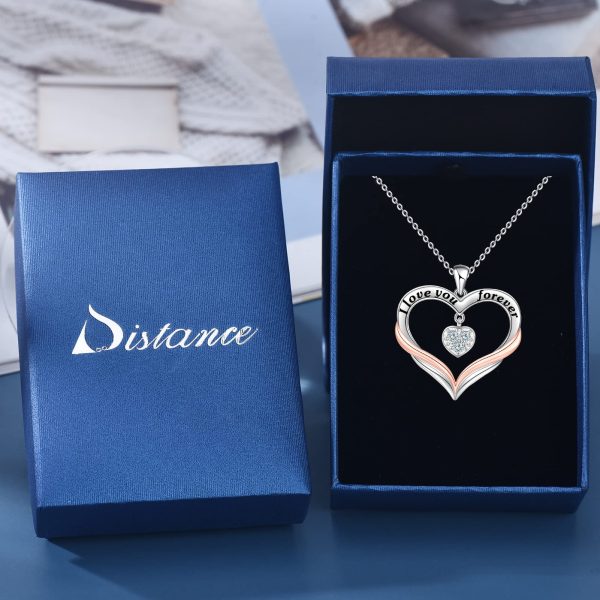 Sterling Silver Love Heart Necklace, I Love You Forever Pendant Necklace - Image 5