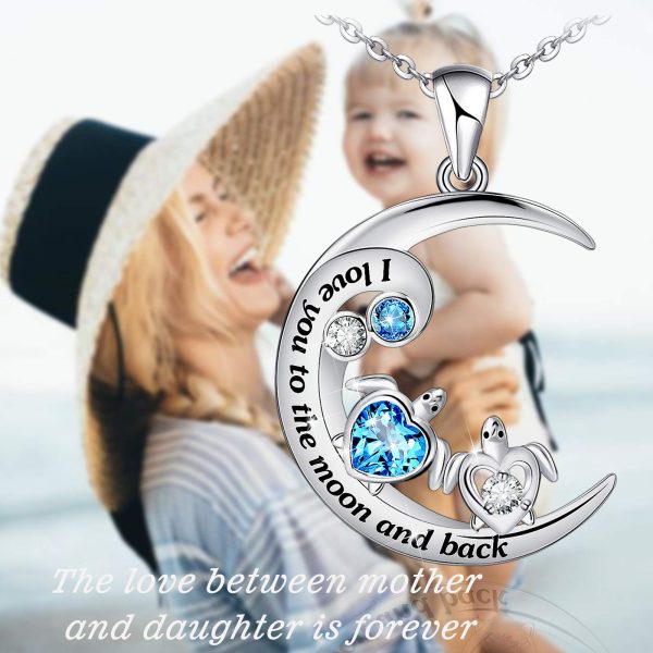 Health and Longevity Mom and Baby Sea Turtle Pendant Necklace for Women Sterling Silver Love Heart Jewelry Gifts - Image 3