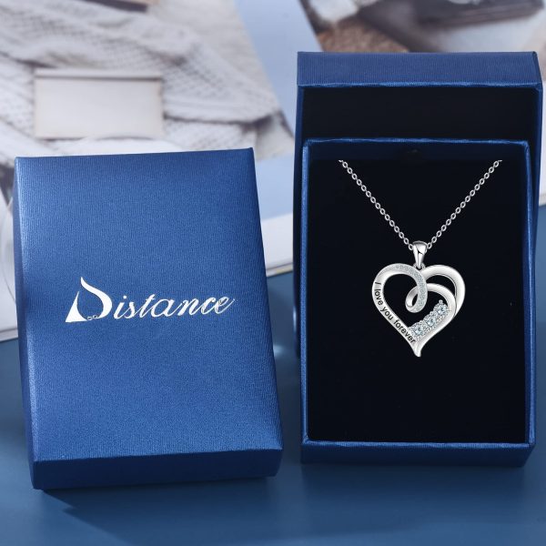 Sterling Silver Love Heart Necklace, I Love You Forever Pendant Necklace - Image 5