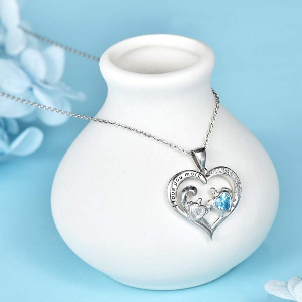 Health and Longevity Mom and Baby Sea Turtle Pendant Necklace for Women Sterling Silver Love Heart Jewelry Gifts - Image 2