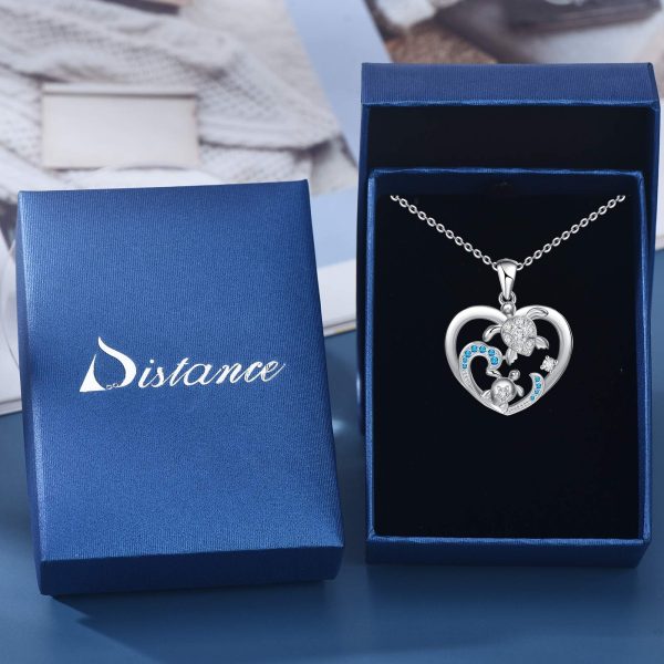 Health and Longevity Mom and Baby Sea Turtle Pendant Necklace for Women Sterling Silver Love Heart Jewelry Gifts - Image 7