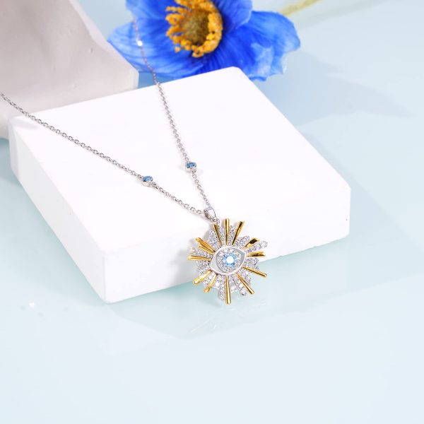 Evil Eye Necklace Sterling Silver Evil Eye Amulet Necklace for Boho Blue Eye Jewelry Christmas Memorial Gift Wife Bride - Image 2
