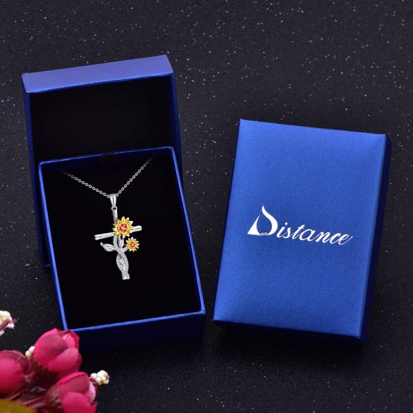 Sunflower Necklace for Women Sterling Silver Cross Necklace Jewelry Gifts - Image 6