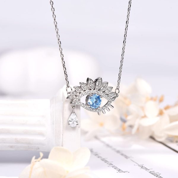 Evil Eye Necklace Sterling Silver Evil Eye Amulet Necklace for Boho Blue Eye Jewelry Christmas Memorial Gift Wife Bride - Image 3