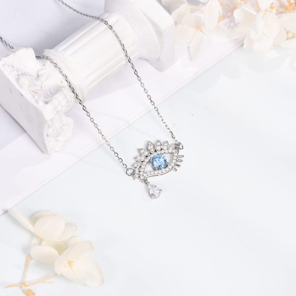 Evil Eye Necklace Sterling Silver Evil Eye Amulet Necklace for Boho Blue Eye Jewelry Christmas Memorial Gift Wife Bride - Image 4