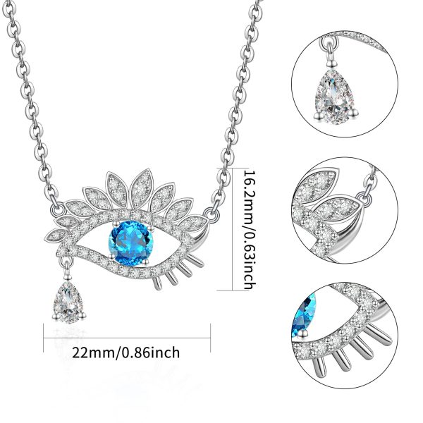 Evil Eye Necklace Sterling Silver Evil Eye Amulet Necklace for Boho Blue Eye Jewelry Christmas Memorial Gift Wife Bride - Image 5