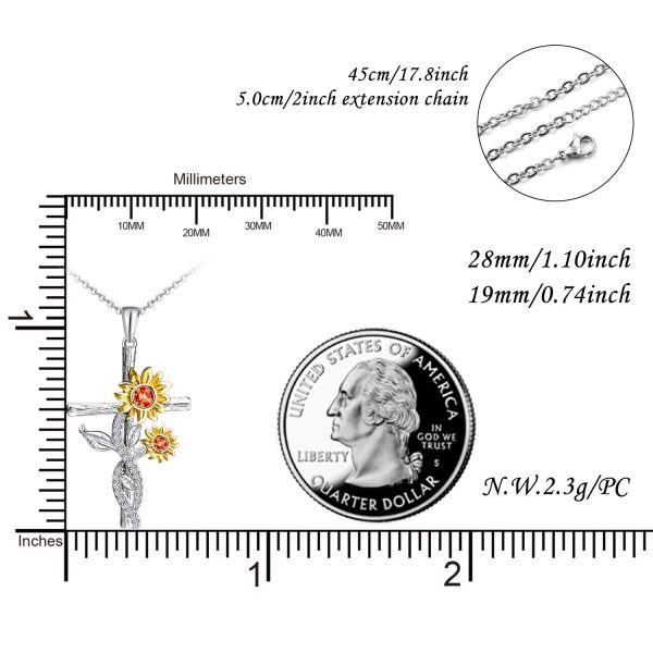 Sunflower Necklace for Women Sterling Silver Cross Necklace Jewelry Gifts - Image 7