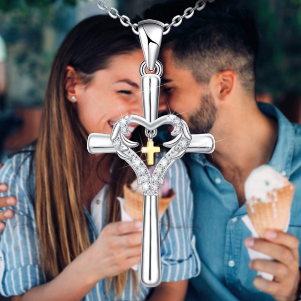 Cross Necklace for Women Sterling Silver Jewelry Pendant Necklace - Image 2