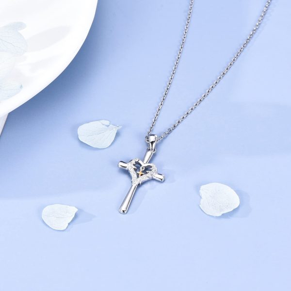 Cross Necklace for Women Sterling Silver Jewelry Pendant Necklace - Image 3