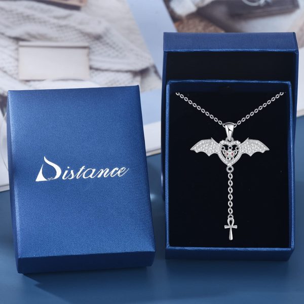 Bat Necklace Sterling Silver Bat Pendant Necklaces Halloween Wings Bat Jewelry Memorial Gift - Image 6