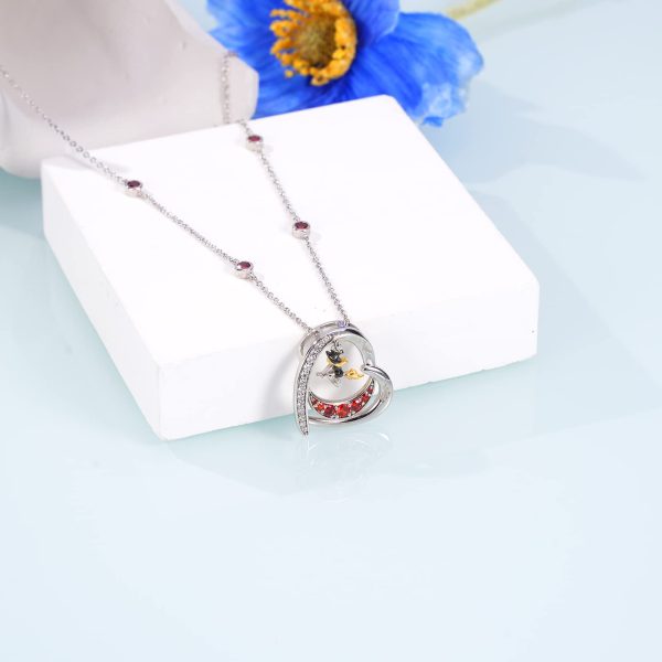 Witch Necklace Sterling Silver Heart Witch Pendant Necklace  with Heart Moon Christmas Birthday Memorial Gift - Image 2