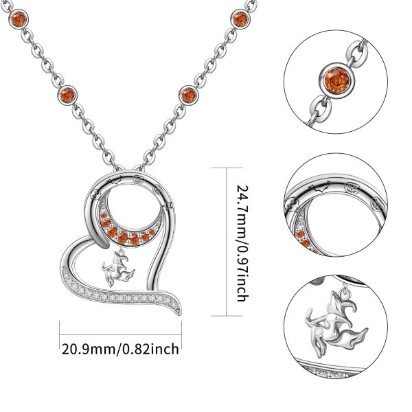 Witch Necklace Sterling Silver Heart Witch Pendant Necklace with Heart Moon Christmas Birthday Memorial Gift - Image 3