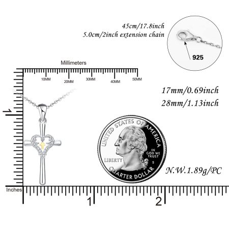 Cross Necklace for Women Sterling Silver Jewelry Pendant Necklace - Image 6