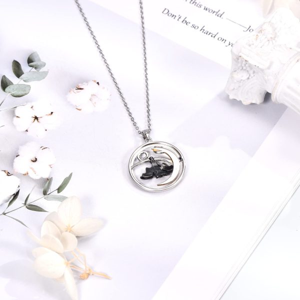 Bat Necklace Sterling Silver Black Bat Pendant Necklace Bat Moon Jewelry Christmas Memorial Gift - Image 4