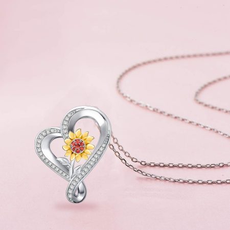 Sunflower Necklace for Women SSterling Silver Heart Necklace,You are My Sunshine Pendant Necklace Jewelry Gifts - Image 4
