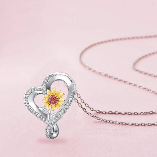 Sunflower Necklace for Women SSterling Silver Heart Necklace,You are My Sunshine Pendant Necklace Jewelry Gifts - Image 4