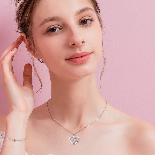 Sterling Silver Rose Flower Necklace, Rose Bracelet, Two-Tone Cross Pendant Necklaces - Image 2