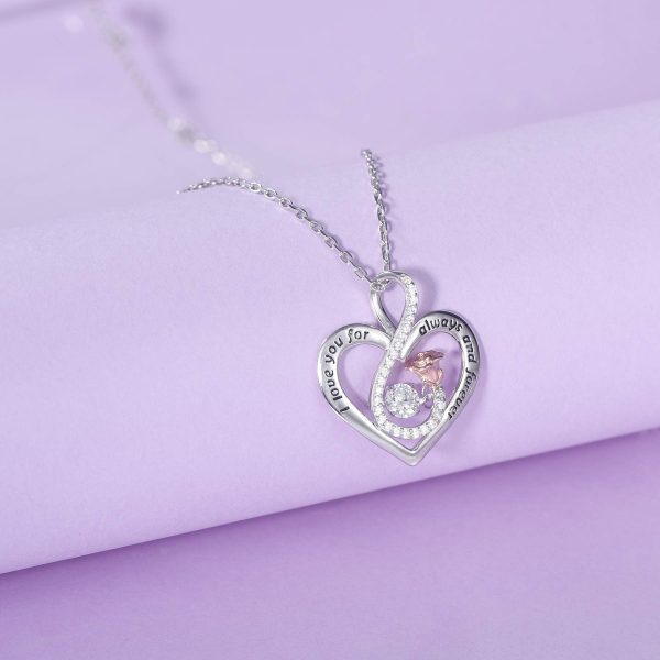 Sterling Silver Rose Flower Necklace, Rose Bracelet, Two-Tone Cross Pendant Necklaces - Image 3