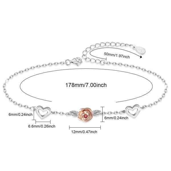 Sterling Silver Rose Flower Necklace, Rose Bracelet, Two-Tone Cross Pendant Necklaces - Image 4