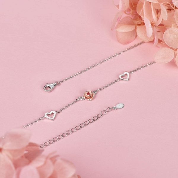 Sterling Silver Rose Flower Necklace, Rose Bracelet, Two-Tone Cross Pendant Necklaces - Image 5