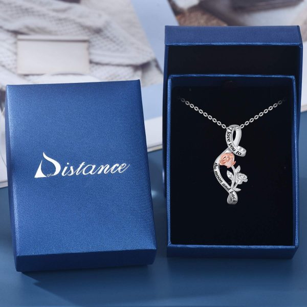 Sterling Silver Rose Flower Necklace, Rose Bracelet, Two-Tone Cross Pendant Necklaces - Image 6