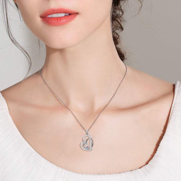 Mother Daughter Necklace SSterling Silver Heart Necklace for Daughter Mom Double Heart Necklace - Image 2