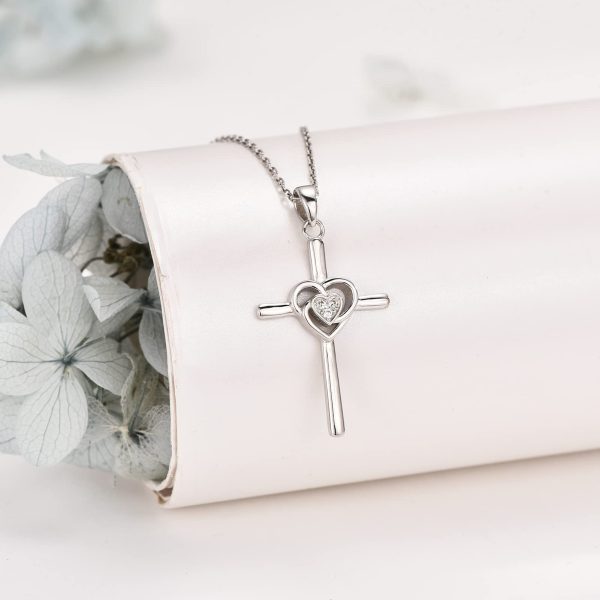 Cross Necklace for Women Sterling Silver Jewelry Pendant Necklace - Image 2