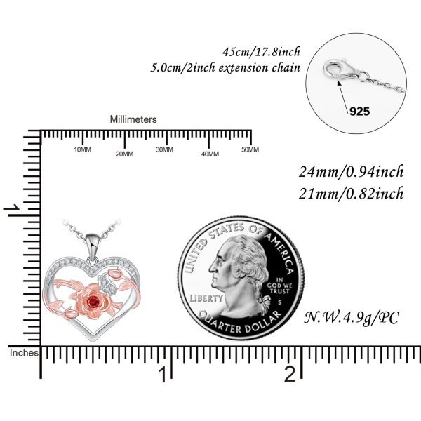 Sterling Silver Rose Flower Necklace, Rose Bracelet, Two-Tone Cross Pendant Necklaces - Image 5