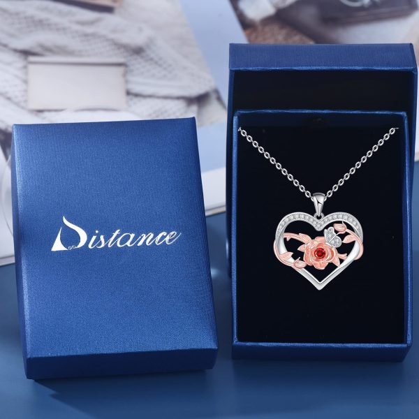 Sterling Silver Rose Flower Necklace, Rose Bracelet, Two-Tone Cross Pendant Necklaces - Image 6