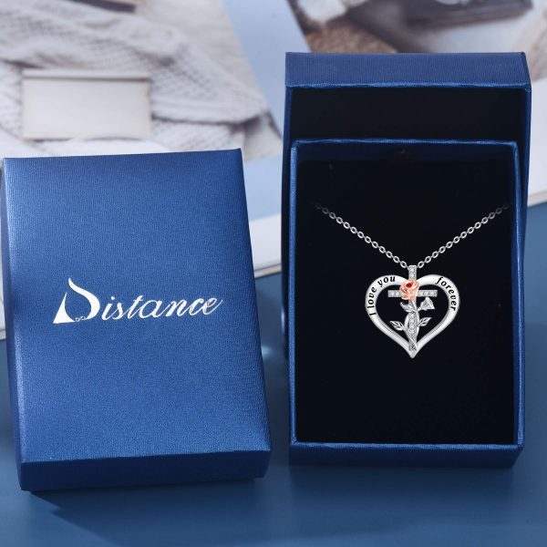 Rose Heart Necklace for Women Girlfriend Sterling Sliver Two-Tone Rose Flower Jewelry - Image 6