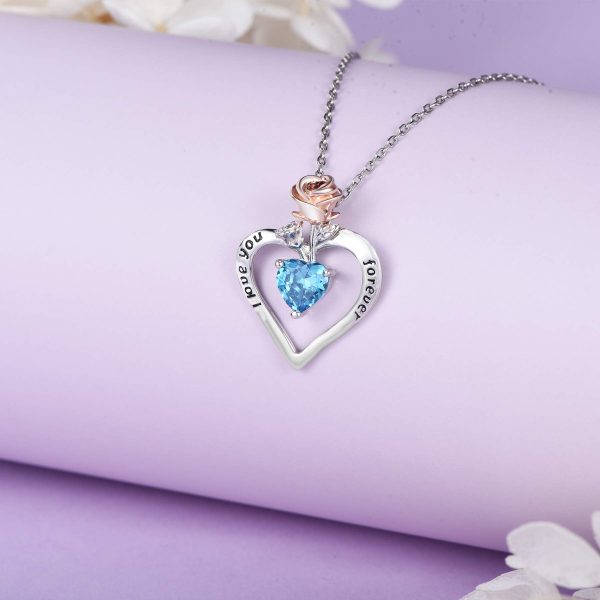 Sterling Silver Rose Flower Necklace, Rose Bracelet, Two-Tone Cross Pendant Necklaces - Image 3