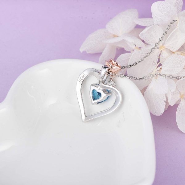 Sterling Silver Rose Flower Necklace, Rose Bracelet, Two-Tone Cross Pendant Necklaces - Image 4